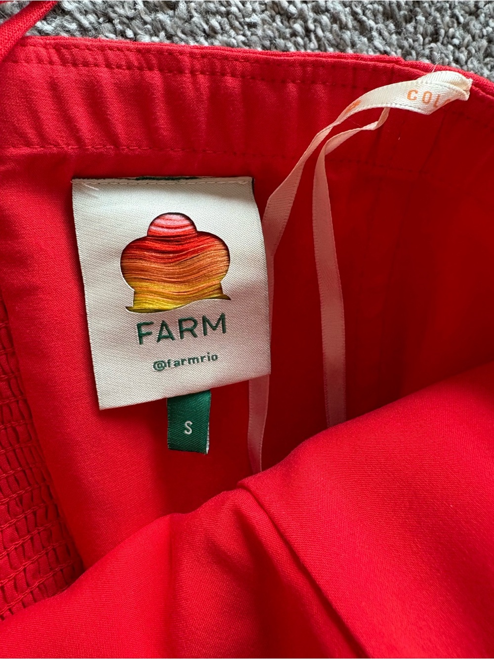 Farm Rio Red Garden Linen Flower Appliqué 3D Dress Size Small - Picture 4 of 6